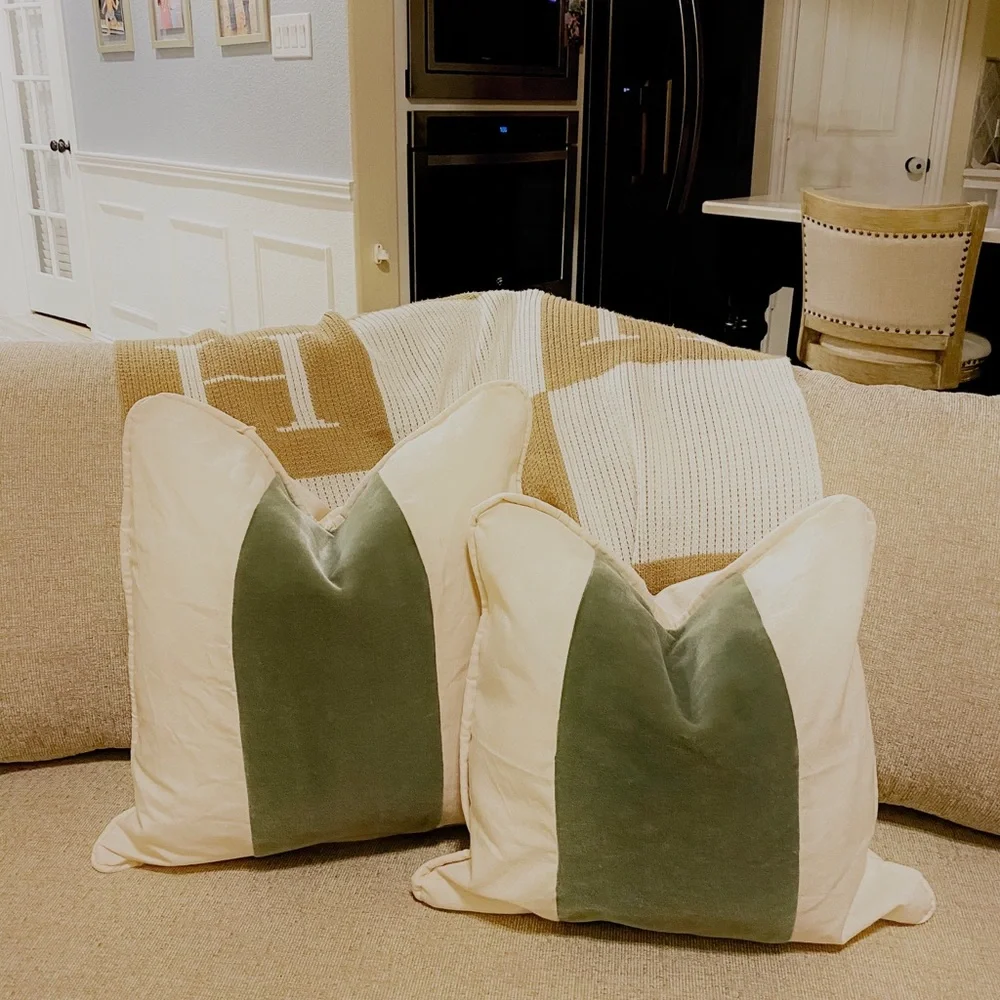 Ballard Designs Olive Green Velvet Panel Cover - Picture 1 of 2